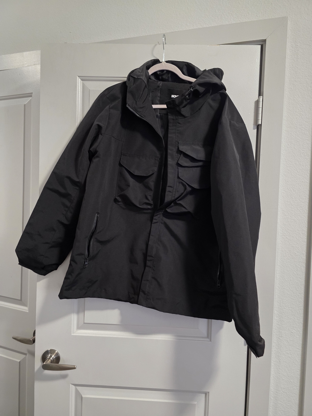 Fashion Nova Men's Black Hooded Raincoat